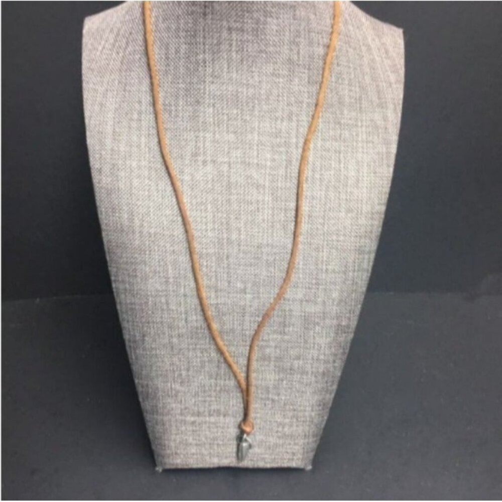 A.E.O. Arrow Pendant Necklace 22 In Brown Suede Silver American Eagle Outfitters